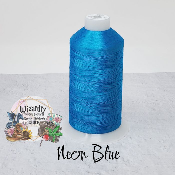 Tex 27 - Polyester Embroidery Sewing String - Solid - Neon Blue