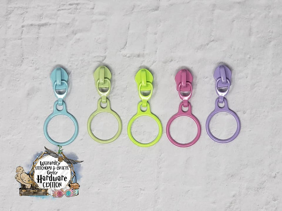 Dangle Ring #5 Nylon Zipper Pulls - Painted