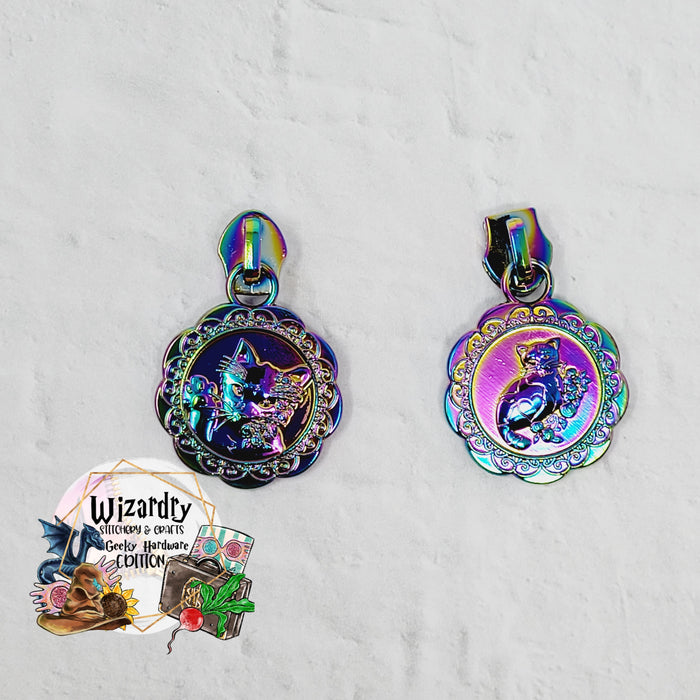 Scalloped Cat Plates #5 Nylon Zipper Pulls