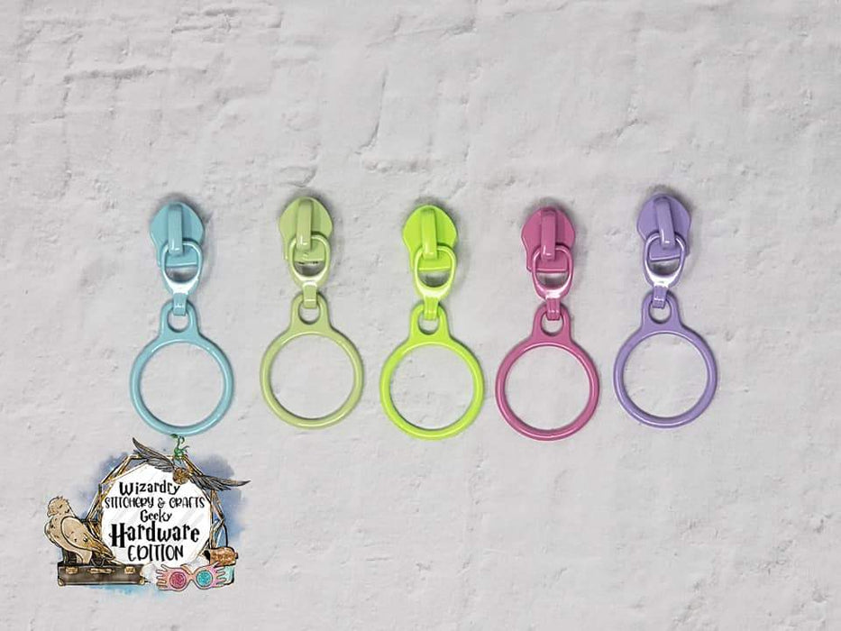 Dangle Ring #5 Nylon Zipper Pulls - Painted