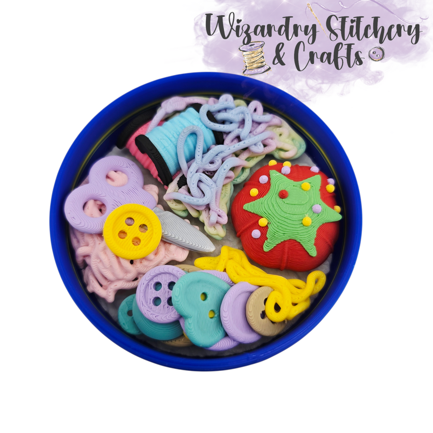 Shortbread Sewing Kit Fidget Clicker - Blue & Gold — Wizardry Stitchery ...