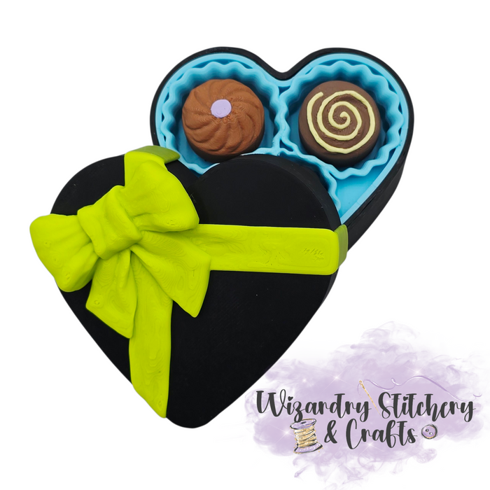 Chocolate Heart Candy Clicker - Yellow & Blue