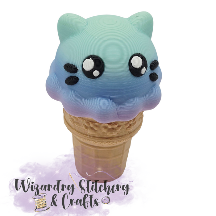 Ice Cream Kitten Fidget Clicker - Rainbow