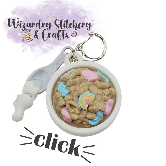 Lucky Cereal Bowl Fidget Clicker Keychain