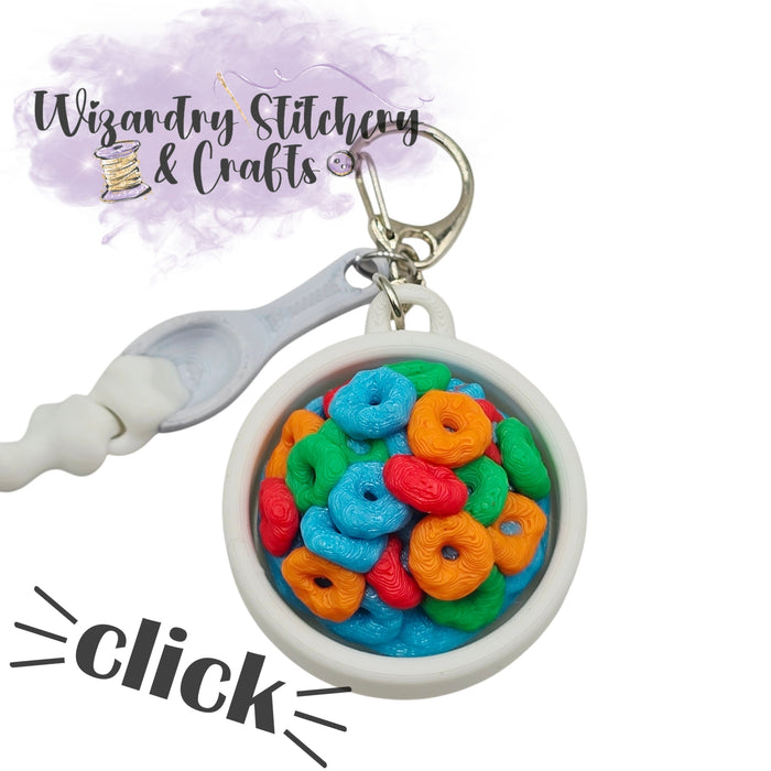 Fruity Cereal Bowl Fidget Clicker Keychain
