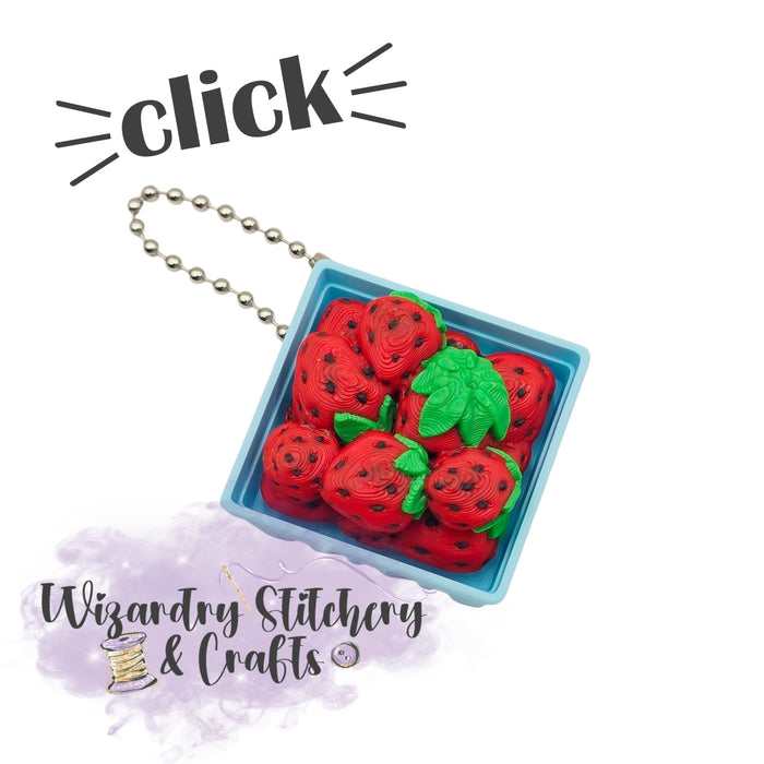 Strawberry Basket Keychain Fidget Clicker - Blue
