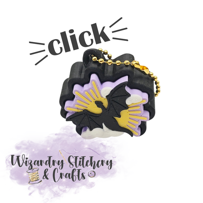 Dragon Sun Fidget Clicker Keychain - Black