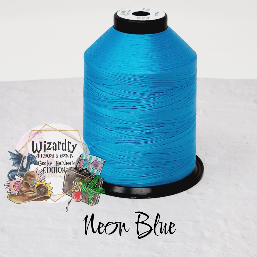 Tex 35 Bonded Polyester Sewing String Solid Neon Blue — Wizardry