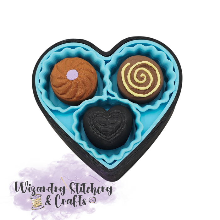 Chocolate Heart Candy Clicker - Yellow & Blue