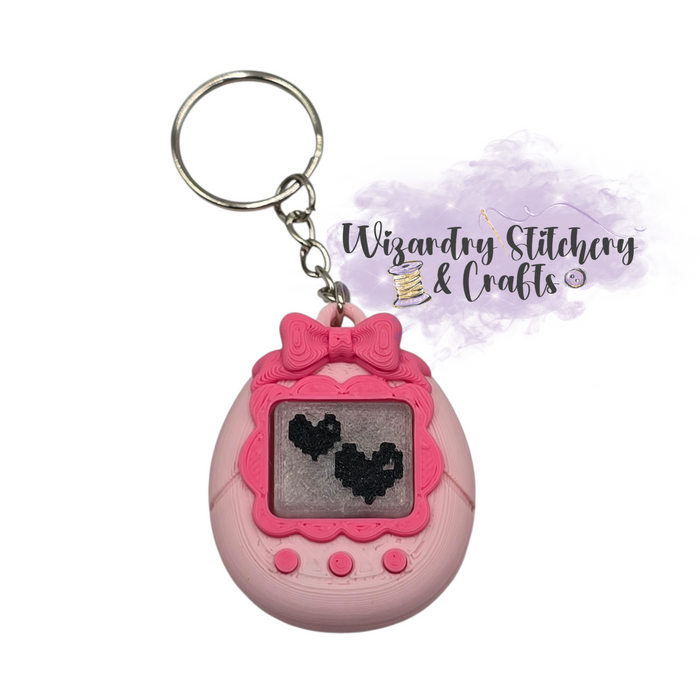 Virtual Pet Fidget Clicker Keychain - Pink Heart