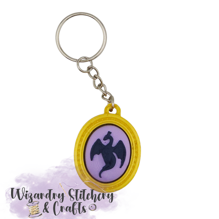 Dragon Cameo Fidget Clicker Keychain - Navy