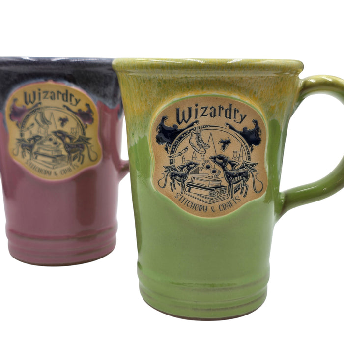 Wizardry Stitchery & Crafts Mug 14oz+ Green w/Yellow Drip