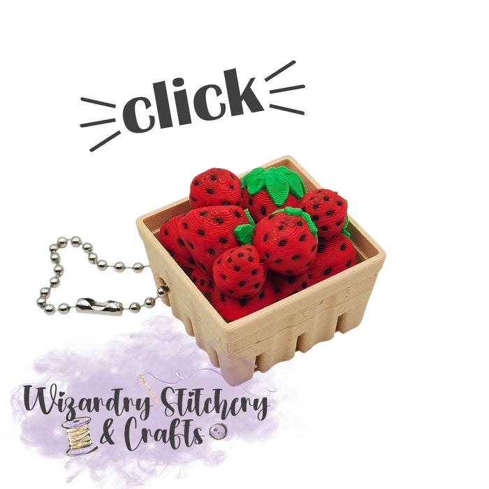 Strawberry Basket Keychain Fidget Clicker - Tan