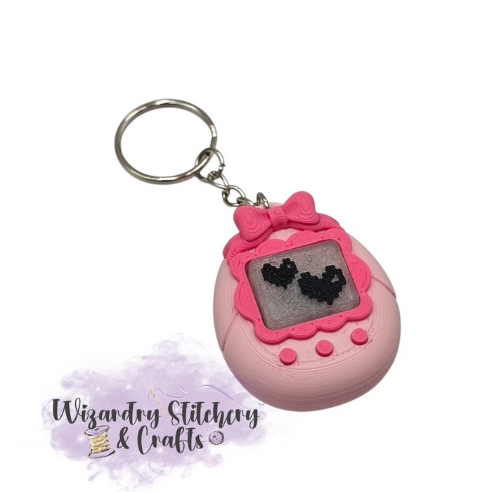 Virtual Pet Fidget Clicker Keychain - Pink Heart