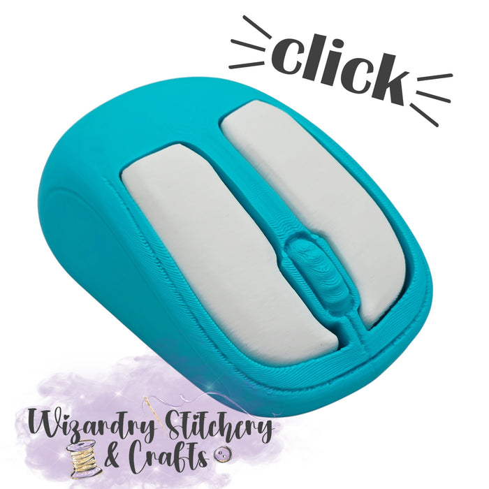 Computer Mouse Fidget Clicker - Turquoise & White