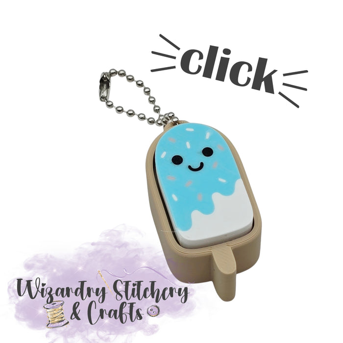 Popsicle Keychain Fidget Clicker - Blue w/Sprinkles Smiling