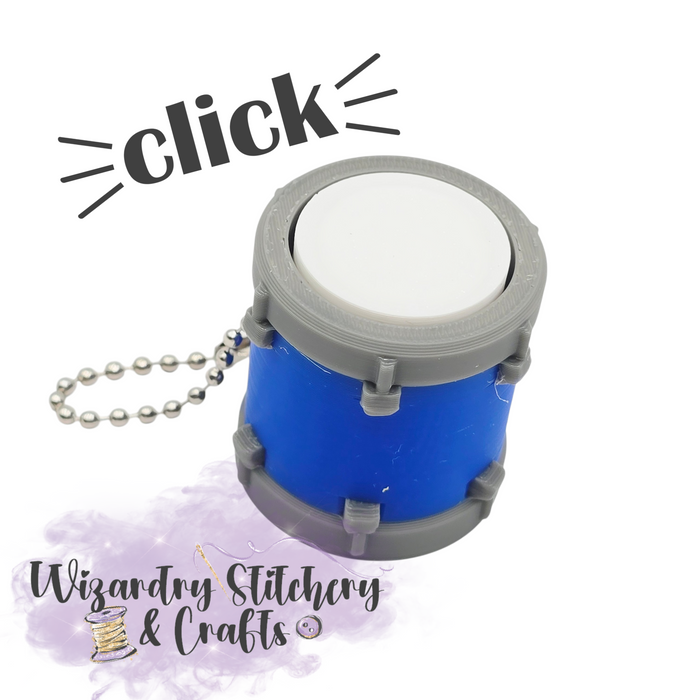 Drum Keychain Fidget Clicker - Tall Dark Blue