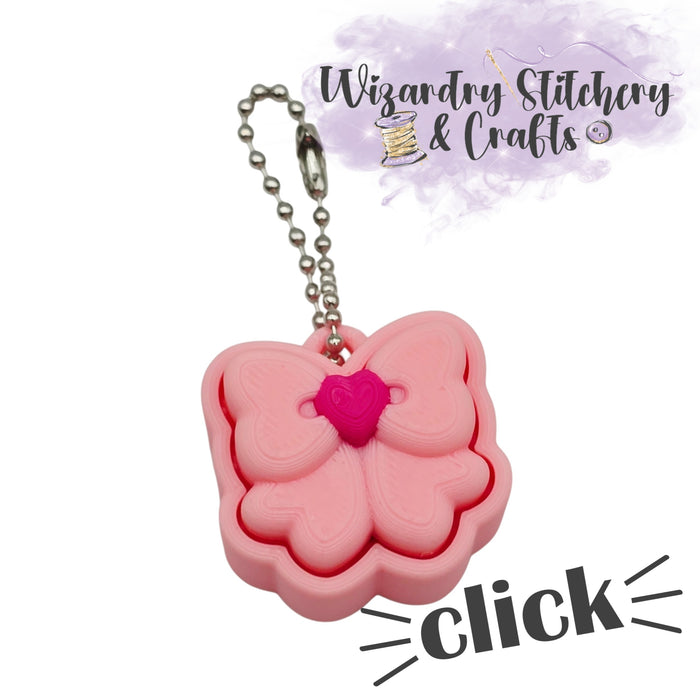 Bow Keychain Fidget Clicker - Pink w/Pink