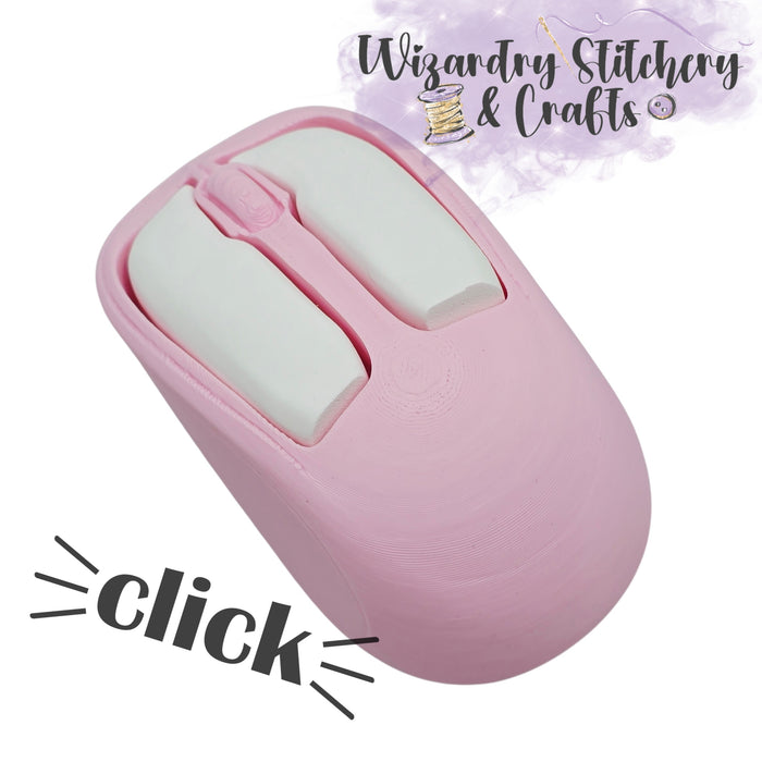 Computer Mouse Fidget Clicker - Pink & White