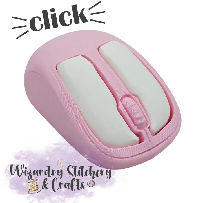 Computer Mouse Fidget Clicker - Pink & White