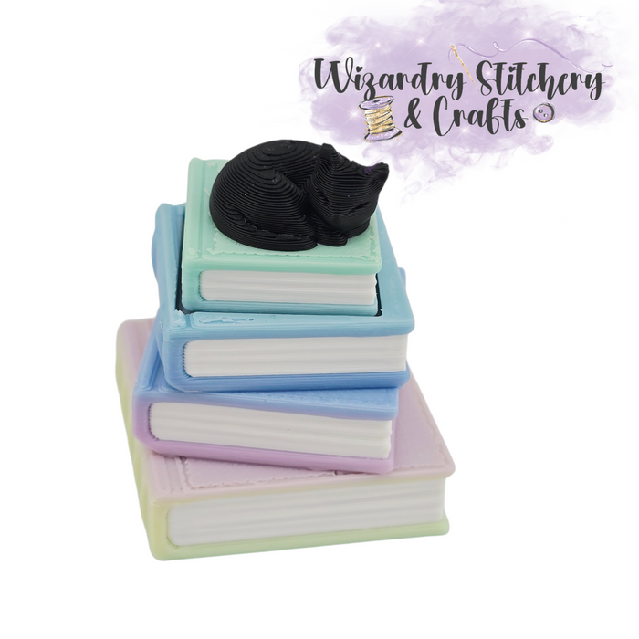 Black Cat Stacked Books Fidget Clicker #1