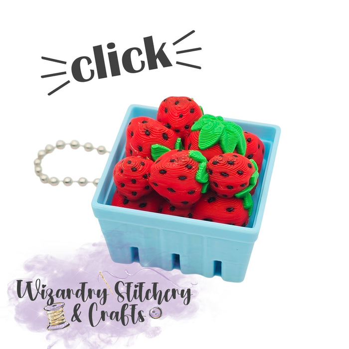 Strawberry Basket Keychain Fidget Clicker - Blue