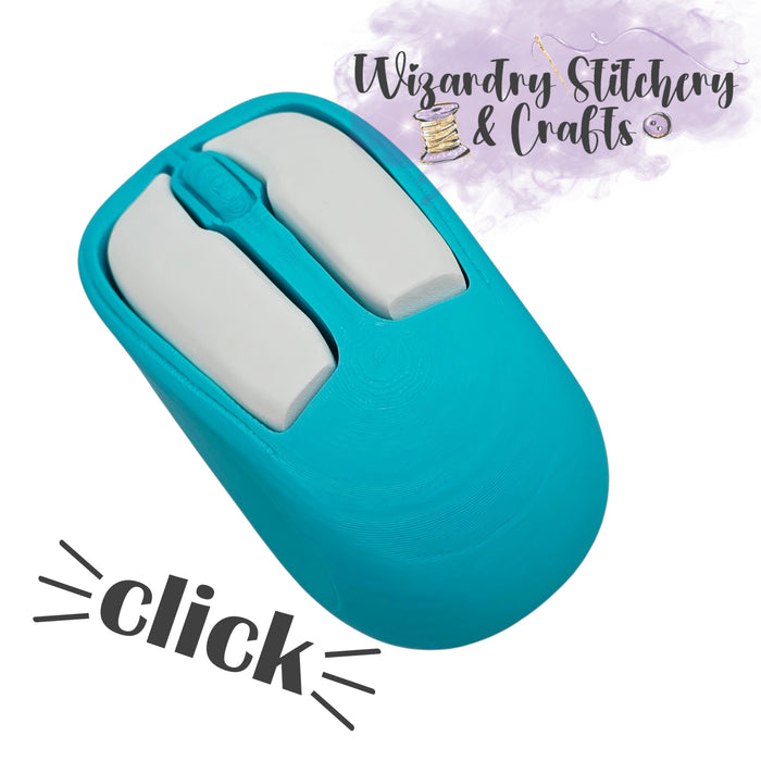 Computer Mouse Fidget Clicker - Turquoise & White