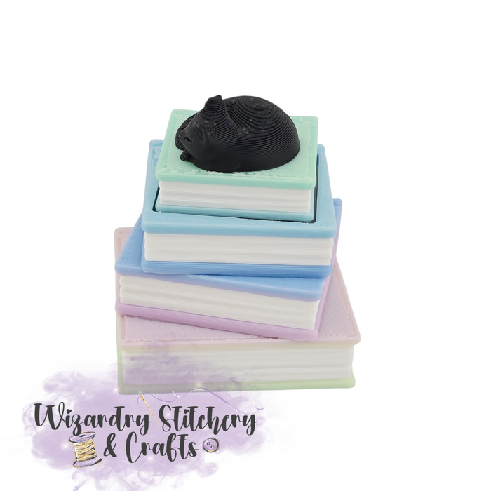 Black Cat Stacked Books Fidget Clicker #1