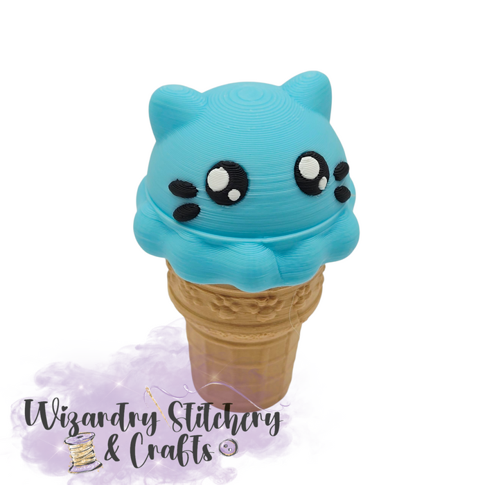 Ice Cream Kitten Fidget Clicker - Blue  *Defective*
