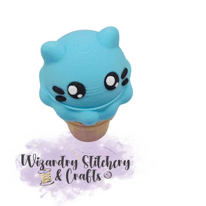 Ice Cream Kitten Fidget Clicker - Blue  *Defective*