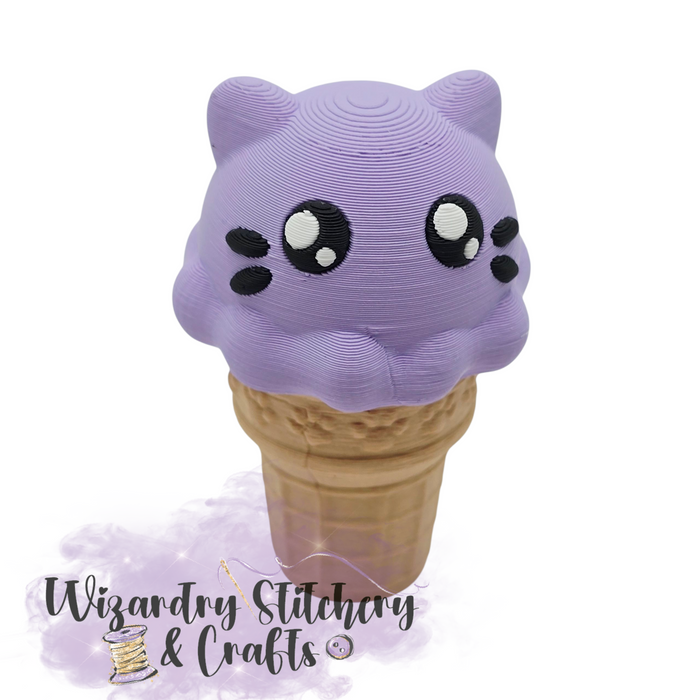 Ice Cream Kitten Fidget Clicker - Purple