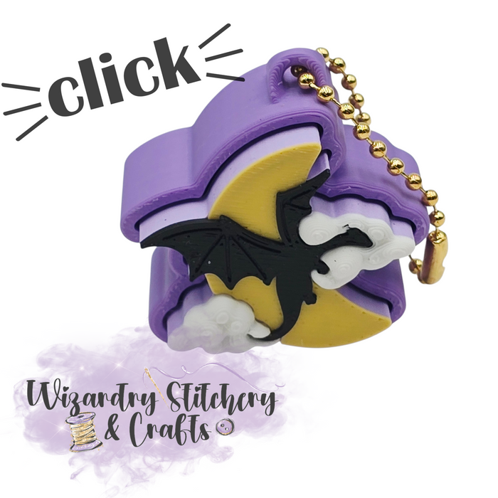 Dragon Moon Fidget Clicker Keychain - Purple