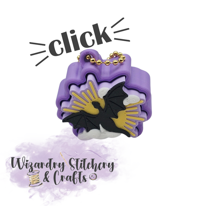 Dragon Sun Fidget Clicker Keychain - Purple