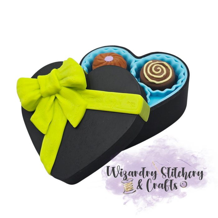 Chocolate Heart Candy Clicker - Yellow & Blue