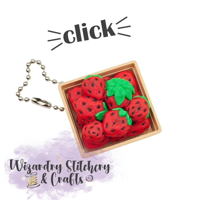 Strawberry Basket Keychain Fidget Clicker - Tan