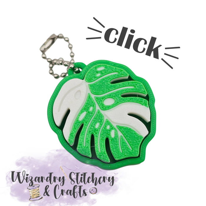 Monstera Albo Keychain Fidget Clicker