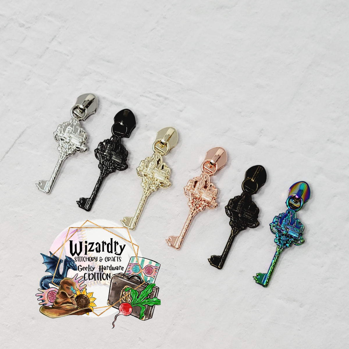 Wizard Castle Key #5 Nylon Zipper Pulls — Wizardry Stitchery & Crafts, LLC