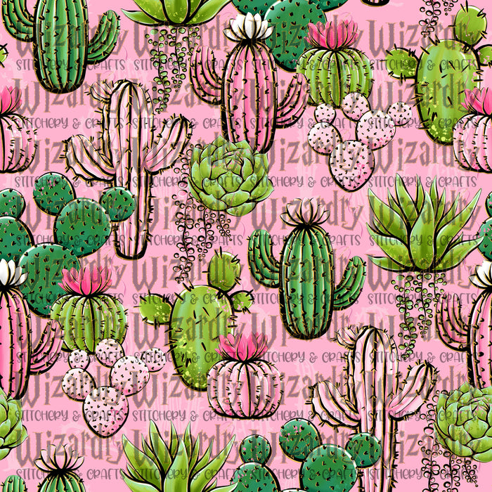 Pink Cacti Fabric