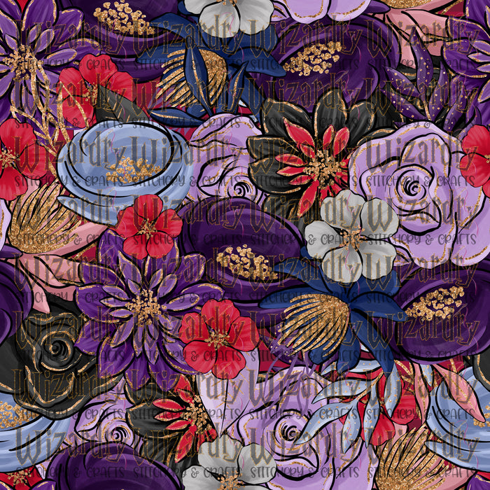 Purple Flowers Fabric